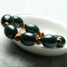 Load image into Gallery viewer, Lokaloca Handcrafted Natural Dark Green Hetian Jade Beaded Bracelet
