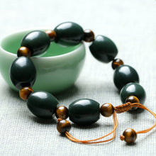 Load image into Gallery viewer, Lokaloca Handcrafted Natural Dark Green Hetian Jade Beaded Bracelet
