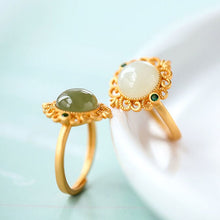 Load image into Gallery viewer, Natural Fine Jade Opening Adjustable Ring Vintage Retro Style Luxury Aristocratic Charm Women&#39;s Silver Jewelry
