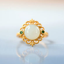 Load image into Gallery viewer, Natural Fine Jade Opening Adjustable Ring Vintage Retro Style Luxury Aristocratic Charm Women&#39;s Silver Jewelry
