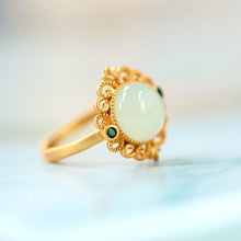 Load image into Gallery viewer, Natural Fine Jade Opening Adjustable Ring Vintage Retro Style Luxury Aristocratic Charm Women&#39;s Silver Jewelry
