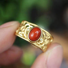 Load image into Gallery viewer, Natural Fine Southern Red Agate Ring Vintage Retro Designer Craft Charm Women&#39;s Brand Silver Jewelry
