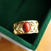 Load image into Gallery viewer, Natural Fine Southern Red Agate Ring Vintage Retro Designer Craft Charm Women&#39;s Brand Silver Jewelry
