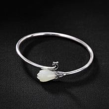 Load image into Gallery viewer, Natural Fine White Chalcedony Magnolia Bracelet Elegant Phoenix Design Boho Style Adjustable Ladies Brand Jewelry
