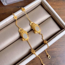 Load image into Gallery viewer, Natural fine White Chalcedony Golden frog Ingot Bracelet vintage Style Retro Classic Ancient Gold Folk Craft Female Jewelry
