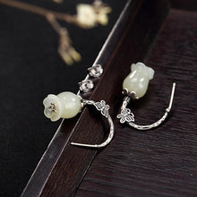 Load image into Gallery viewer, Natural Fine White Jade Orchid Butterfly Ear Hooks Vintage Retro Elegant Glamour Women&#39;s Silver Jewelry
