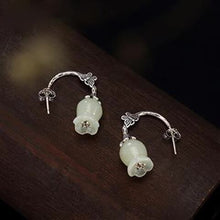 Load image into Gallery viewer, Natural Fine White Jade Orchid Butterfly Ear Hooks Vintage Retro Elegant Glamour Women&#39;s Silver Jewelry
