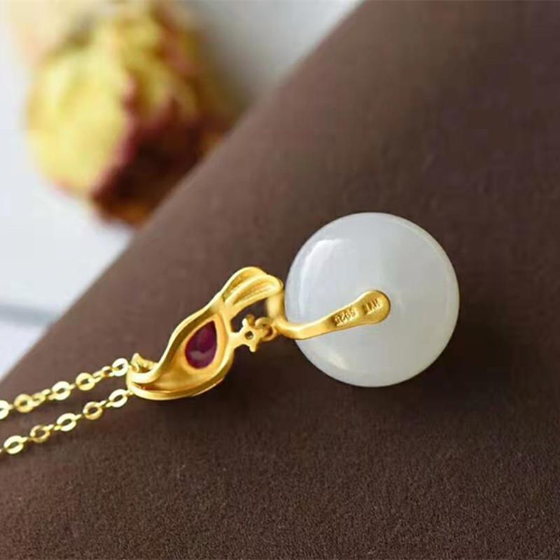 Natural Fine White Jade Bird Pendant Necklace Vintage Style Retro Unique Craft Charm Women's Brand Jewelry