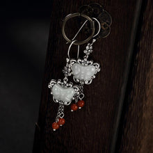 Load image into Gallery viewer, Natural Fine White Jade Butterfly Shaped Tassel Thai Silver Earrings Vintage Retro Elegant Charm Women&#39;s Silver Jewelry
