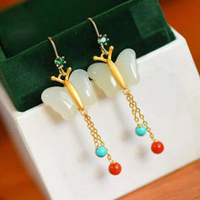 Load image into Gallery viewer, Lokaloca Natural Fine White Jade Butterfly Earrings
