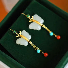 Load image into Gallery viewer, Lokaloca Natural Fine White Jade Butterfly Earrings
