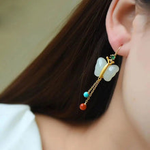 Load image into Gallery viewer, Lokaloca Natural Fine White Jade Butterfly Earrings
