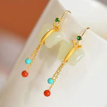 Load image into Gallery viewer, Lokaloca Natural Fine White Jade Butterfly Earrings
