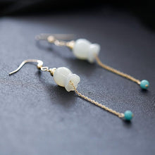 Load image into Gallery viewer, Natural Fine White Jade Flower Bud Tassel Earrings Retro Elegant Luxury Charm Women&#39;s Silver Jewelry
