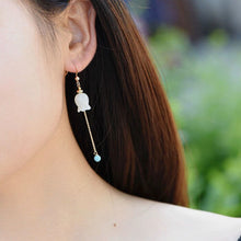 Load image into Gallery viewer, Natural Fine White Jade Flower Bud Tassel Earrings Retro Elegant Luxury Charm Women&#39;s Silver Jewelry
