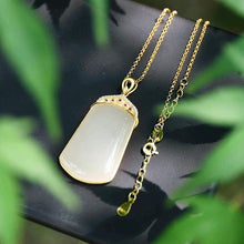 Load image into Gallery viewer, Natural Fine White Jade Pendant Necklace Vintage Style Retro Luxury Craft Charm Women&#39;s Silver Jewelry
