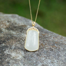 Load image into Gallery viewer, Natural Fine White Jade Pendant Necklace Vintage Style Retro Luxury Craft Charm Women&#39;s Silver Jewelry
