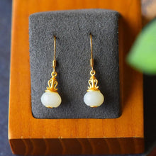 Load image into Gallery viewer, Natural Fine White Jade Earrings Vintage Retro Style Exquisite Charm Women&#39;s Silver Jewelry
