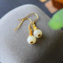 Load image into Gallery viewer, Natural Fine White Jade Earrings Vintage Retro Style Exquisite Charm Women&#39;s Silver Jewelry
