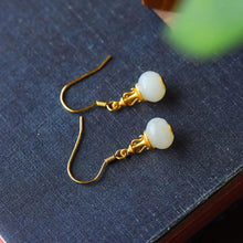 Load image into Gallery viewer, Natural Fine White Jade Earrings Vintage Retro Style Exquisite Charm Women&#39;s Silver Jewelry
