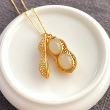 Load image into Gallery viewer, Natural Fine White Jade Peanut Shape Pendant Necklace Retro Creative Unique Craft Charm Women&#39;s Brand Silver Jewelry
