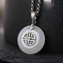 Load image into Gallery viewer, Natural Fine White Jade Pendant Necklace Vintage Retro Elegant Luxury Charm Women&#39;s Silver Jewelry
