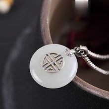 Load image into Gallery viewer, Natural Fine White Jade Pendant Necklace Vintage Retro Elegant Luxury Charm Women&#39;s Silver Jewelry
