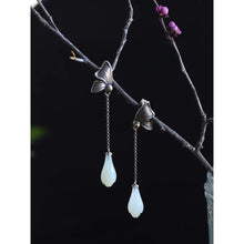 Load image into Gallery viewer, Natural Fine White Jade Flower Butterfly Tassel Earrings Vintage Style Retro Light Luxury Charm Women&#39;s Silver Jewelry
