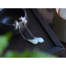 Load image into Gallery viewer, Natural Fine White Jade Flower Butterfly Tassel Earrings Vintage Style Retro Light Luxury Charm Women&#39;s Silver Jewelry
