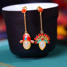 Load image into Gallery viewer, Natural Fine White Jade Earrings Vintage Retro Ancient Chinese Opera Facial Makeup Classic Creative Elegant Jewelry
