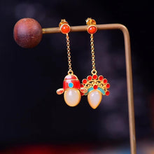 Load image into Gallery viewer, Natural Fine White Jade Earrings Vintage Retro Ancient Chinese Opera Facial Makeup Classic Creative Elegant Jewelry
