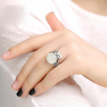 Load image into Gallery viewer, Natural Fine Jade Magic Lucky Bag Creative Craft Opening Adjustable Silver Ring Vintage Retro Charm Women&#39;s Silver Jewelry
