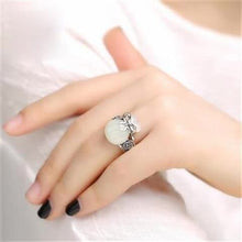 Load image into Gallery viewer, Natural Fine Jade Magic Lucky Bag Creative Craft Opening Adjustable Silver Ring Vintage Retro Charm Women&#39;s Silver Jewelry
