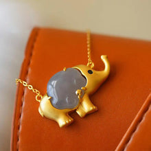 Load image into Gallery viewer, Natural Fine Purple Jade Elephant Pendant Necklace Vintage Retro Creative Cute Charm Women&#39;s Silver Brand Jewelry
