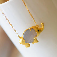 Load image into Gallery viewer, Natural Fine Purple Jade Elephant Pendant Necklace Vintage Retro Creative Cute Charm Women&#39;s Silver Brand Jewelry
