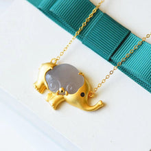 Load image into Gallery viewer, Natural Fine Purple Jade Elephant Pendant Necklace Vintage Retro Creative Cute Charm Women&#39;s Silver Brand Jewelry
