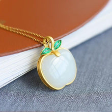 Load image into Gallery viewer, Lokaloca Natural Fine White Jade Apple Shaped Pendant Necklace
