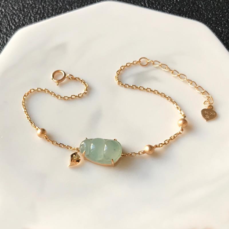 Natural Fine Chalcedony Lucky Gourd Bracelet Vintage Retro Luxury Charm Women's Silver Jewelry