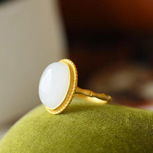 Load image into Gallery viewer, Lokaloca Natural Fine Jade Oval Opening Adjustable Ring
