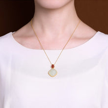 Load image into Gallery viewer, Natural Fine White Jade Chalcedony Southern Red Agate Pendant Necklace Vintage Style Retro Unique Craft Jewelry
