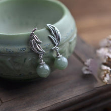 Load image into Gallery viewer, Natural Fine Green JadeThai Silver Earrings Vintage Retro Romantic Charm Women Jewelry
