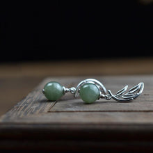 Load image into Gallery viewer, Natural Fine Green JadeThai Silver Earrings Vintage Retro Romantic Charm Women Jewelry
