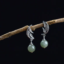 Load image into Gallery viewer, Natural Fine Green JadeThai Silver Earrings Vintage Retro Romantic Charm Women Jewelry
