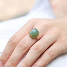 Load image into Gallery viewer, Natural Fine Jade Geometric Open Ring Vintage Style Retro Women&#39;s Silver Jewelry
