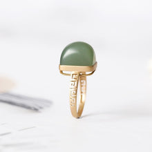 Load image into Gallery viewer, Natural Fine Jade Geometric Open Ring Vintage Style Retro Women&#39;s Silver Jewelry
