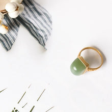 Load image into Gallery viewer, Natural Fine Jade Geometric Open Ring Vintage Style Retro Women&#39;s Silver Jewelry
