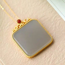 Load image into Gallery viewer, Natural Fine White Smoky Purple Square Pendant Necklace Vintage Classic Luxury Designer Unique Craft Silver Jewelry
