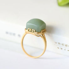 Load image into Gallery viewer, Lokaloca Natural Fine Jade Square Adjustable Ring
