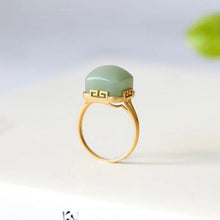 Load image into Gallery viewer, Lokaloca Natural Fine Jade Square Adjustable Ring
