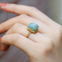 Load image into Gallery viewer, Lokaloca Natural Fine Jade Square Adjustable Ring
